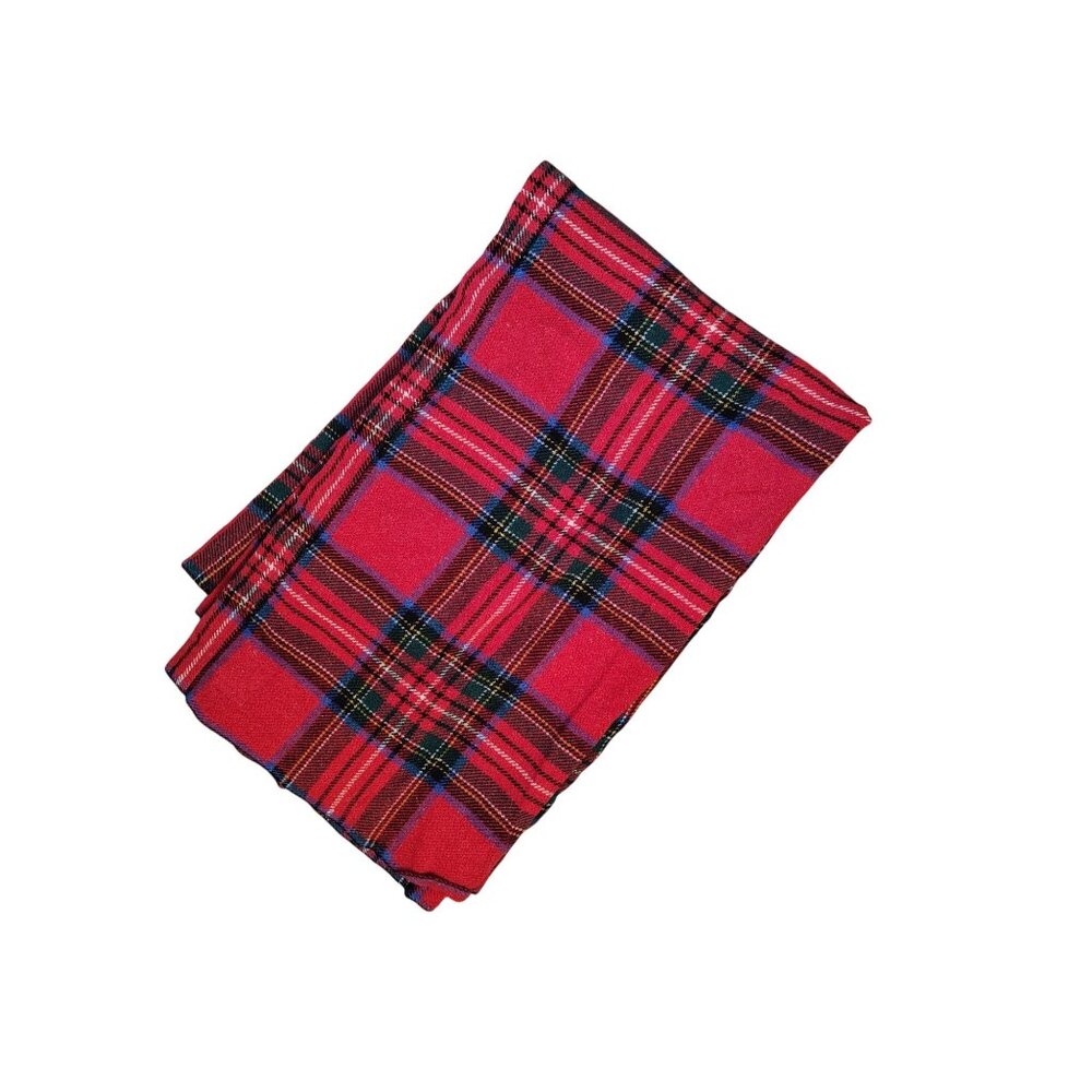 Vintage Brown's of Bermuda Red Plaid Wool Throw Blanket, Picnic, Great Britain